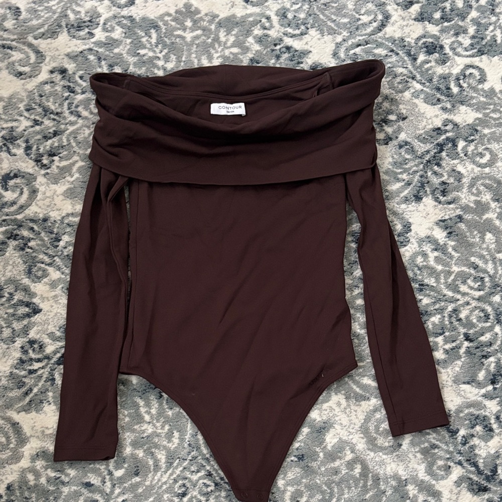 Aritzia Chocolate Brown Off-Shoulder Bodysuit